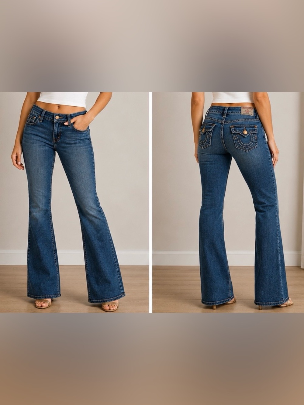 True Religion Joey Flare Jeans blue low rise bootcut made in USA size 30 Y2K